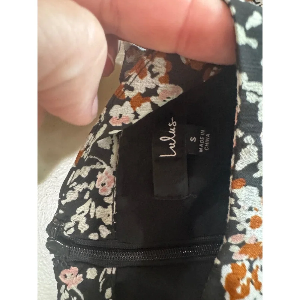 Lulus One Shoulder Floral Romper Black Ditsy Print Cutout Tie Waist Small